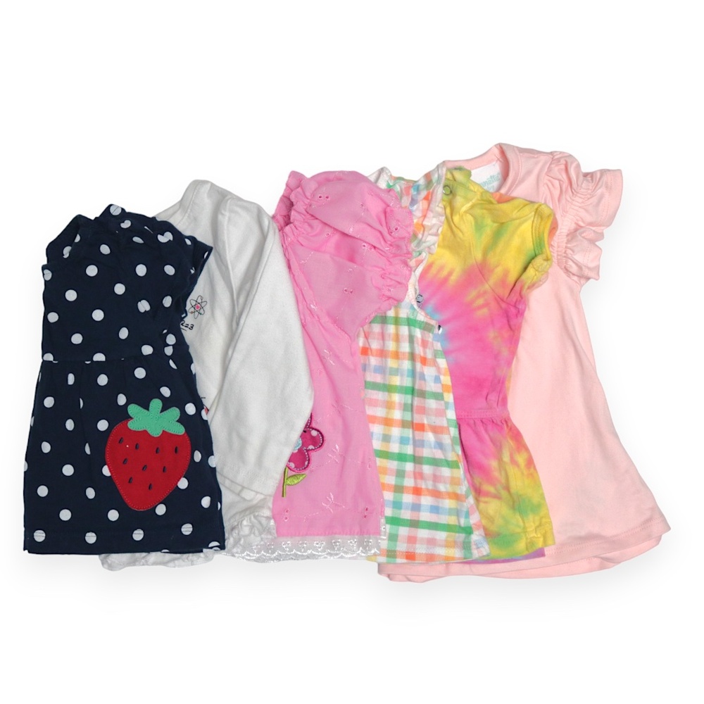 6-Piece Baby Girls Infant Summer Play Tops Set Bundle Lot Size 12M